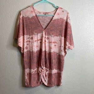 Juicy Couture Pink and White Short Sleeve Top